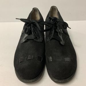 Willoughby's Vintage c. 1940's Black Suede Oxfords Women's Size 6